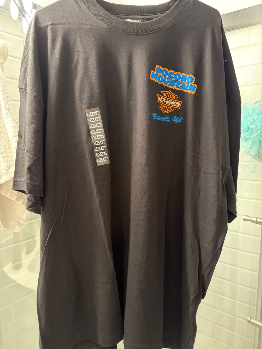 Harley-Davidson Black Pocono Mountain Graphic Tee with Orange and Blue Logo